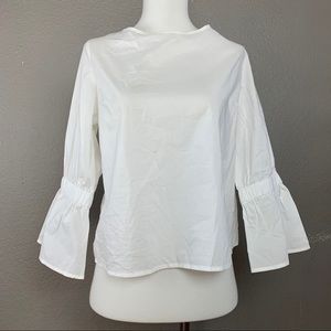 Express white blouse long flounce sleeves